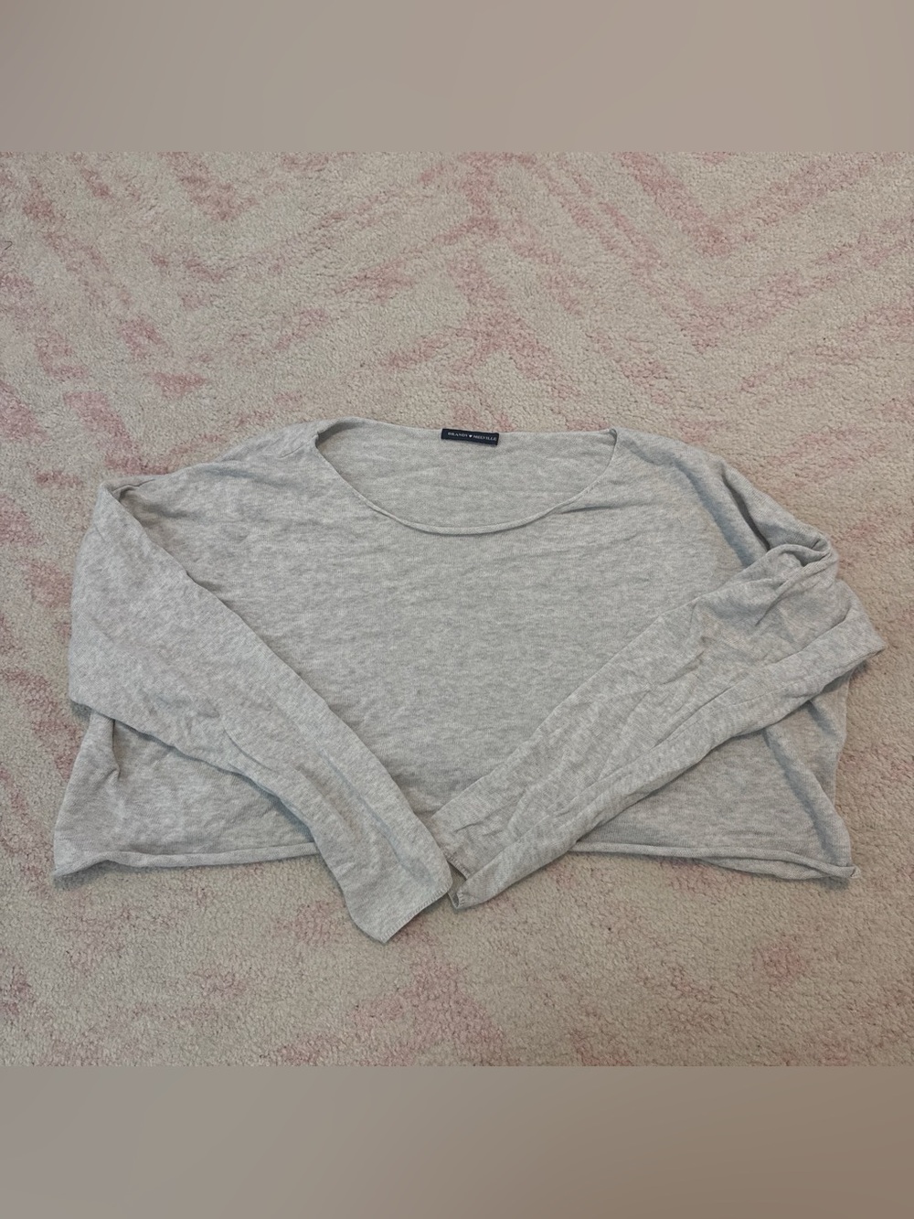 Brandy Melville Light Gray Long Sleeve Scoop Neck Top